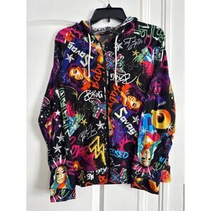 Love ❤️ Urban graffiti lightweight brushed fleece full zip hoodie L